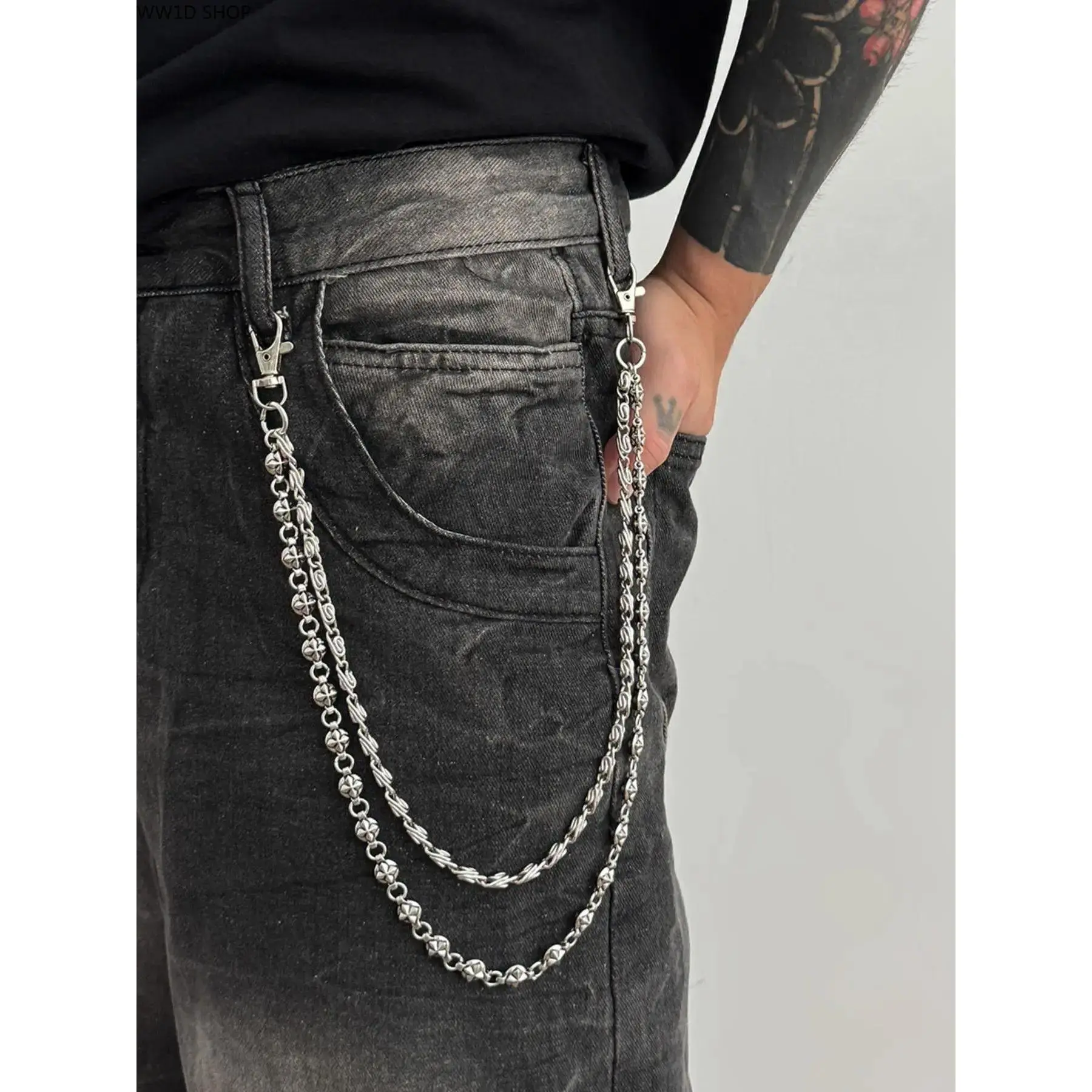 Dual Layer Metal Pants Chain - Men's Accessories, Accessories for Women, Hip Hop Style Waist Chain for Jeans, Trousers, Streetwear Styling