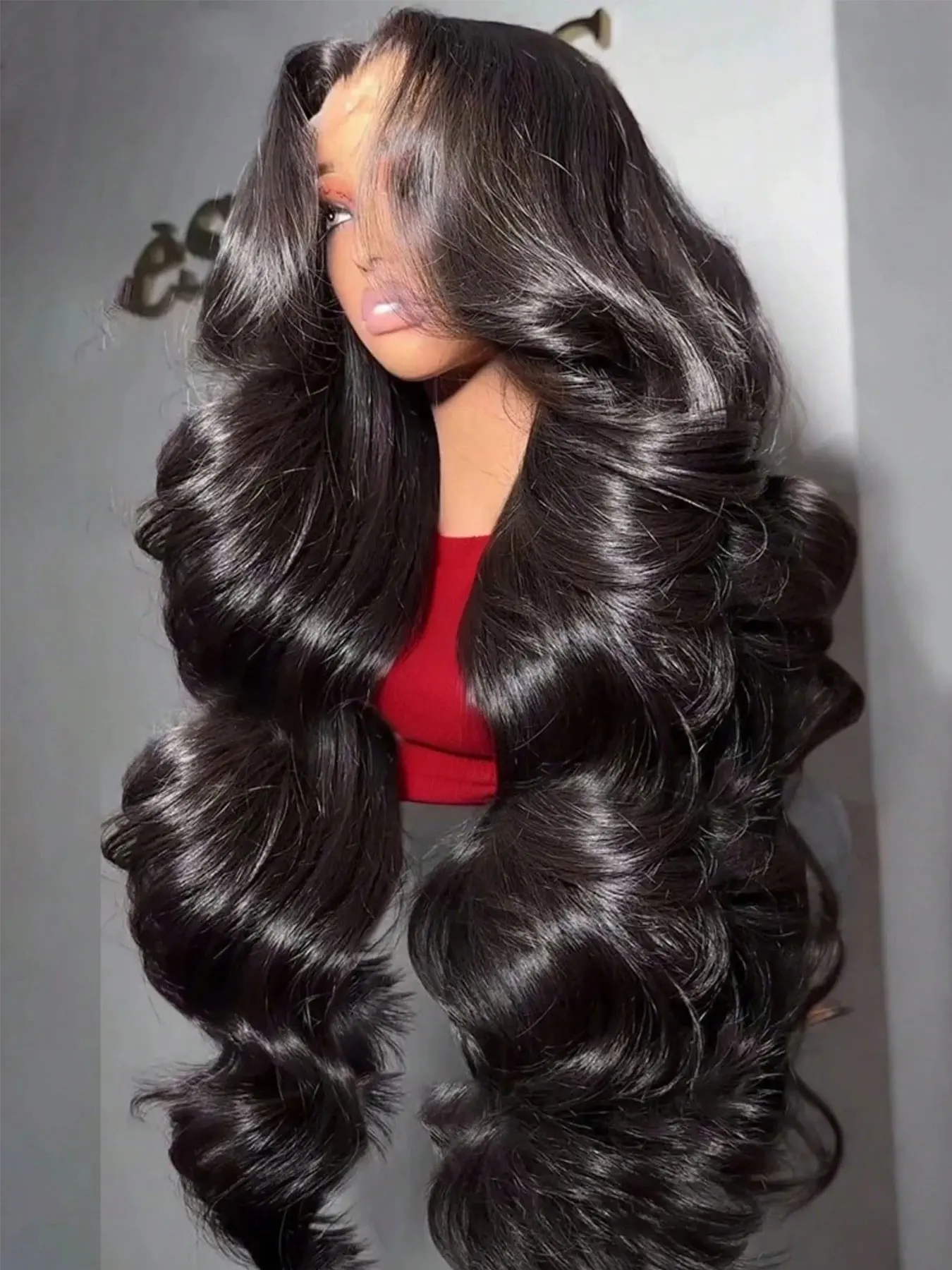 [26in=$31.34] 200% Density Glueless Body Wave Wig Synthetic Lace Front Wigs 13x4 HD Transparent Lace Frontal Wigs Heat-Resistant Hair Pre Plucked Hairline Natural Look Daily and Party Use