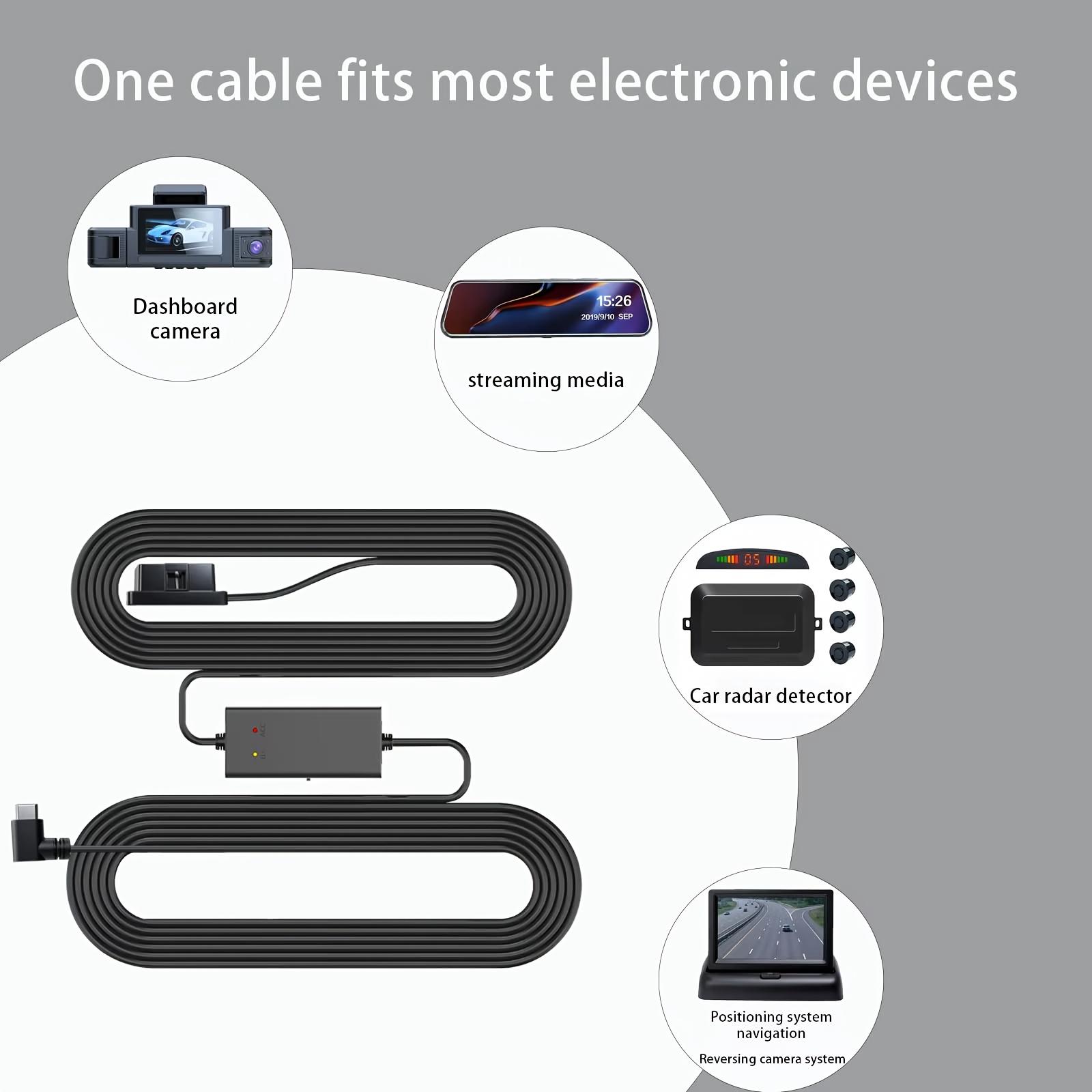 Car Power Adapter Cable OBD Hardwire Kit Type C Fast Data Transfer Dash Cam Power Cable Low Voltage Protection Continuous Power Supply Plug and Play Universal for Vehicles DVR GPS Recorder Stable Power Car Accessories Hidden Installation Long Cable Durabl