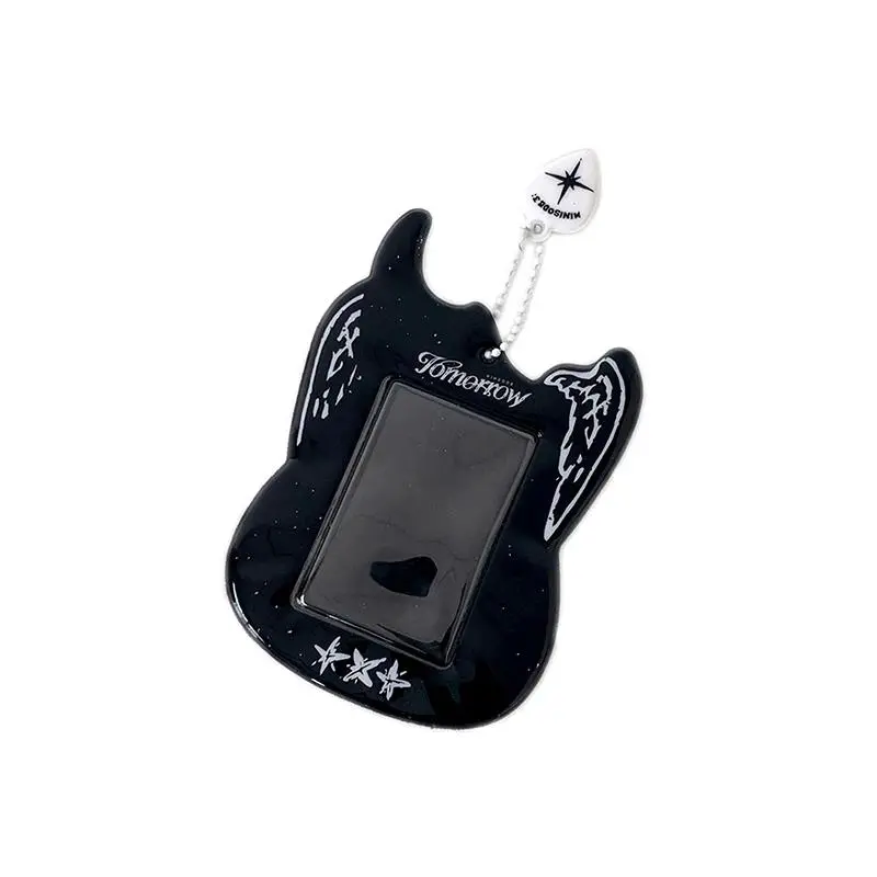 Cute Guitar-Themed PVC Photocard Bag - Protective Cover with Card Holder Attachment Keychains, 9.8 * 13.8cm