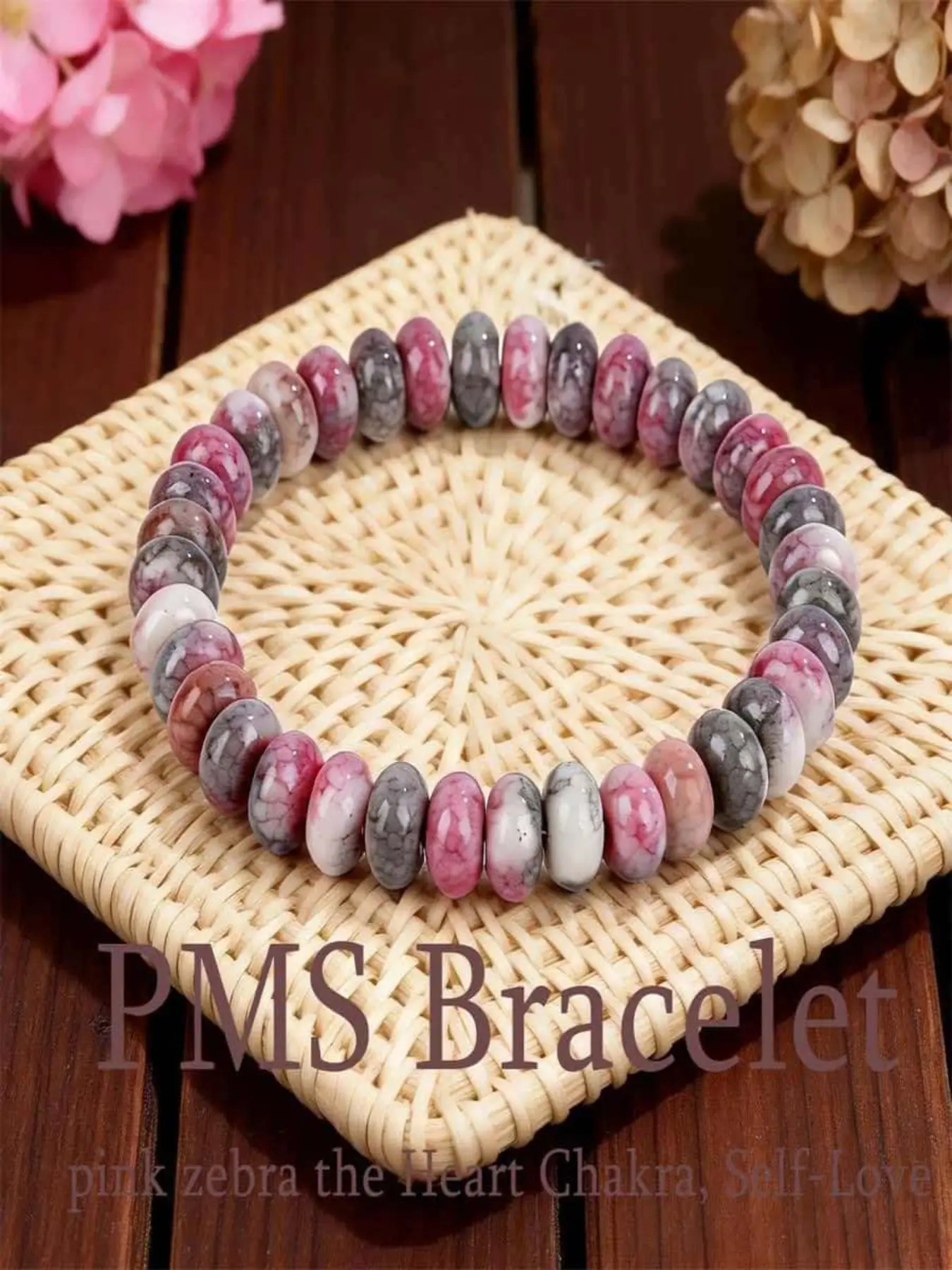 Zebra Stone Abacus Bead Bracelet, Unique Handmade Jewelry, Perfect Gift for Her, Fashionable Daily Wear Accessory