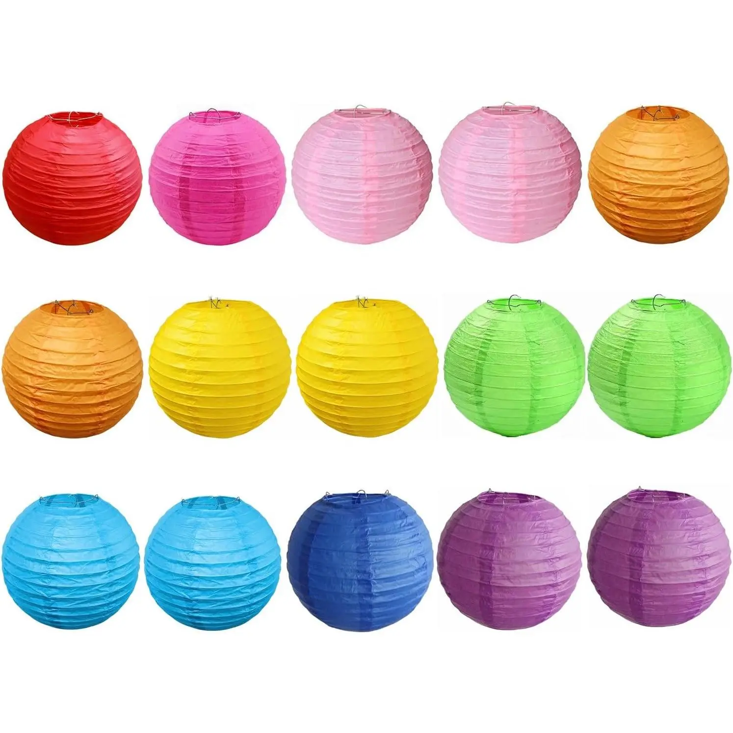 15 count Colorful Paper Lanterns for Outdoor Indoor Party Decoration (6 inch)