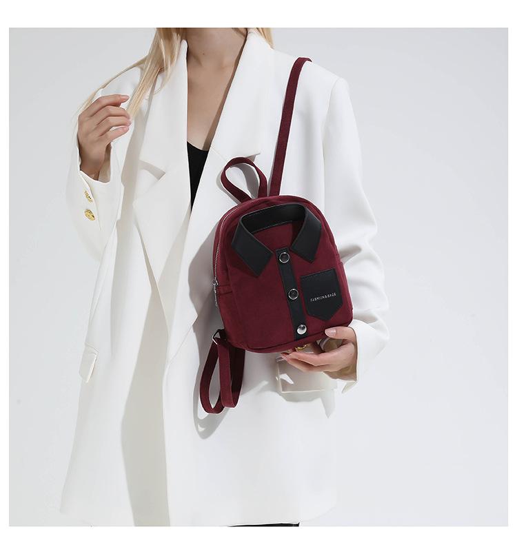 Korean-style niche design personalized shirt backpack, compact and lightweight women's backpack, casual and fashionable women's bag