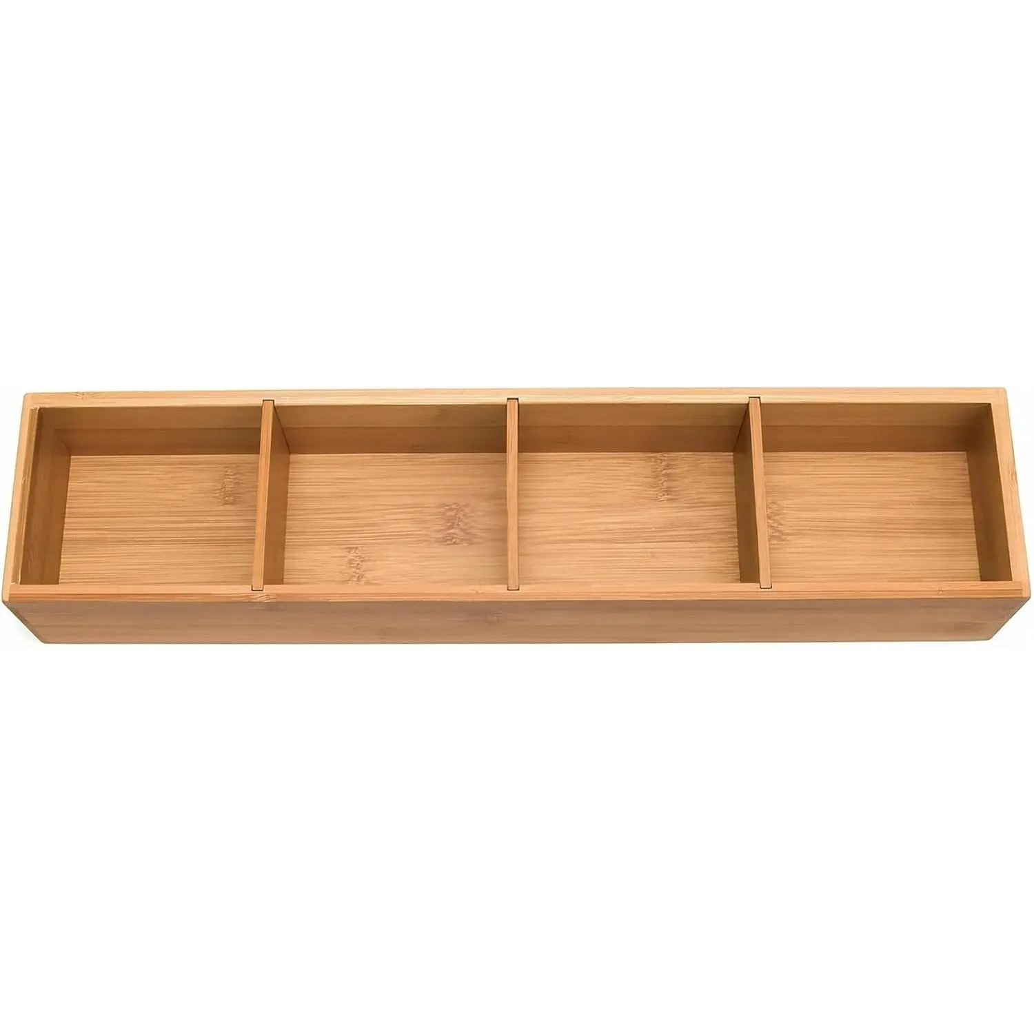 Bamboo Drawer Organizer with 3 Removable Dividers, Brown