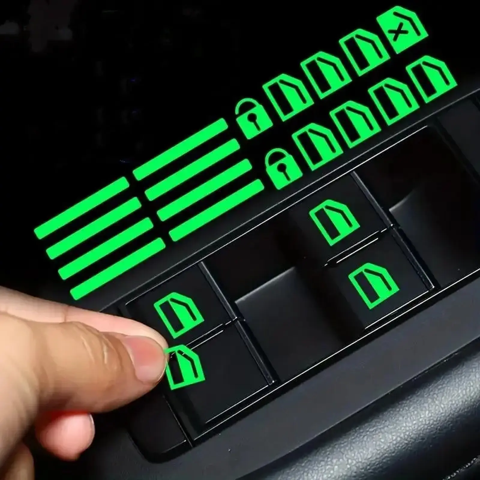 Glow‑in‑Dark Control Panel Overlay Stickers, Auto Interior Decor Vinyl Decals, Vehicle Interior Customization Accessory for Car Dash & Console