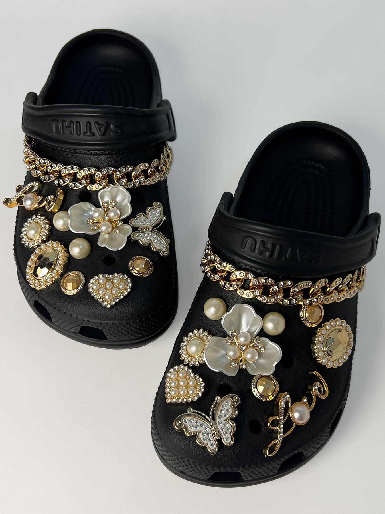 Fashionable Flower & Chain Design Shoe Charms, Elegant Shoe Decoration for Women & Girls, Shoes Accessories for Clogs