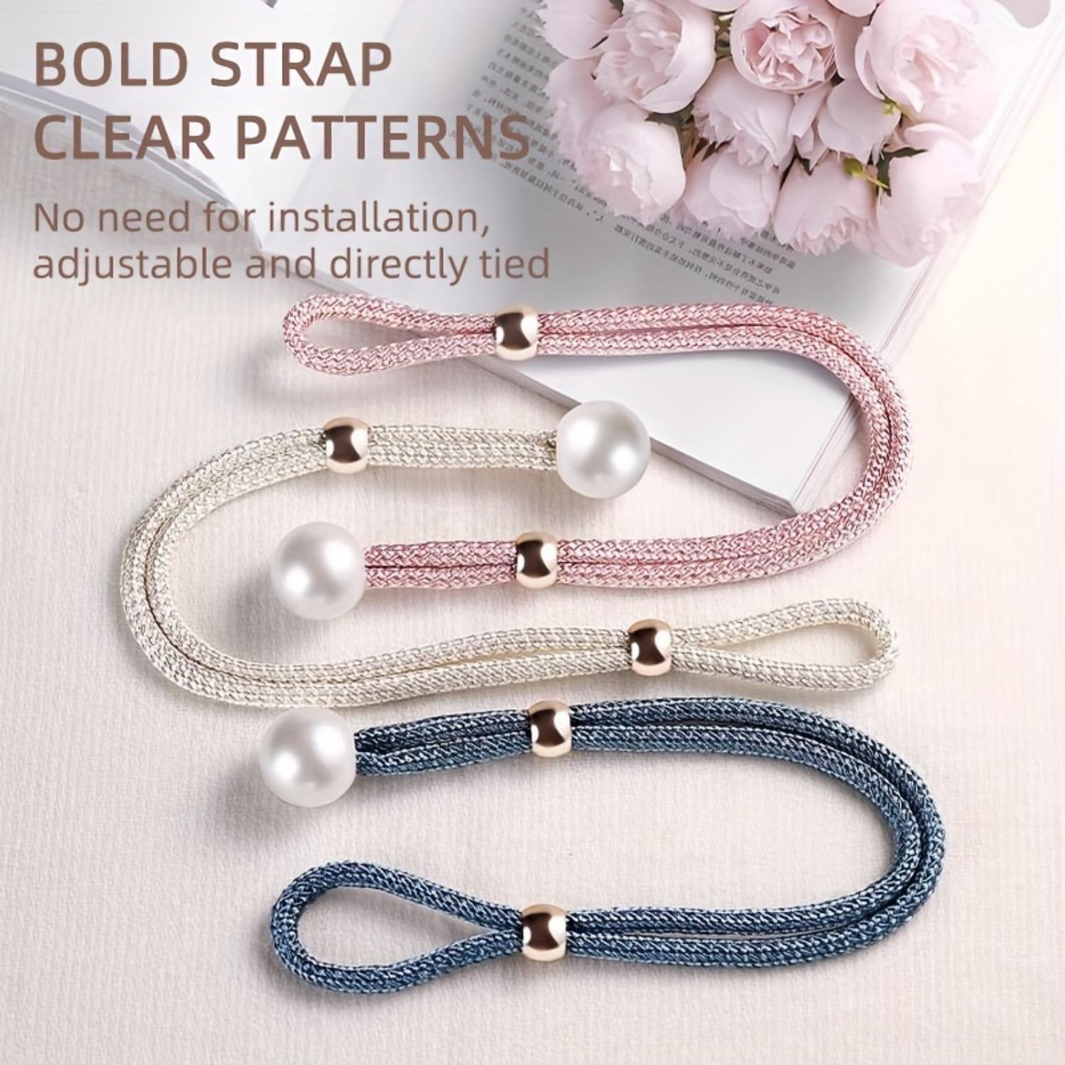 Elegant Faux Pearl Decor Curtain Tieback, 2 Counts Adjustable Rope Holdback, Chic Curtain Accessories for Home Decor, Interior Decoration Accessories, Window Decorations Supplies