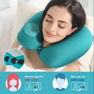 Inflatable Pillow Portable Nap Neck Support Travel Pillow, U-Shape Inflatable Pillow for Tourism, Car & Airplane Use, Essential Travel Gear