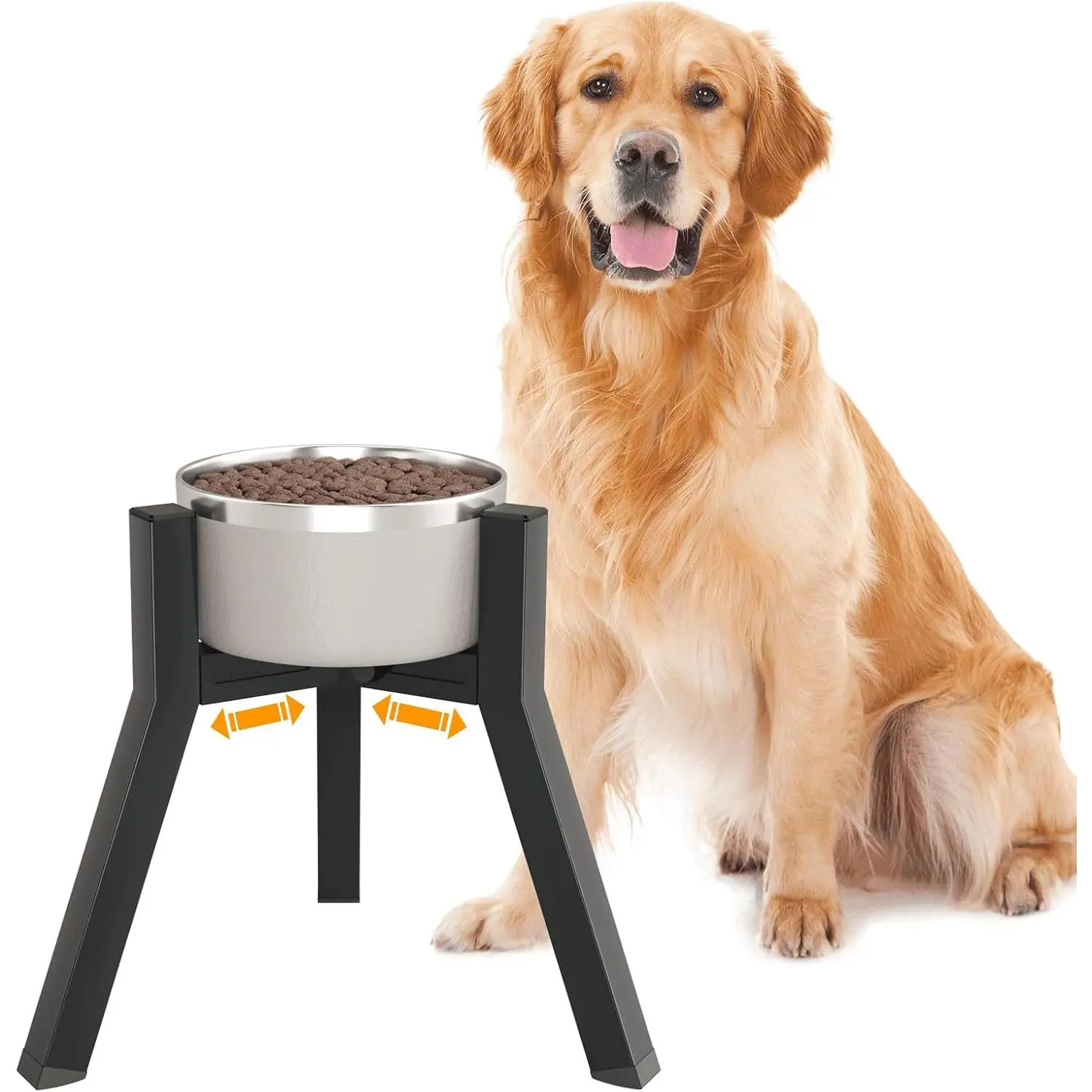 Adjustable Elevated Dog Bowl Stand, Elevated Feeder for Medium-Large Dogs - 7-10.6 in Width, 11 in Tall Single Holder for Pet Food & Water, Joint Support, Reduces Strain