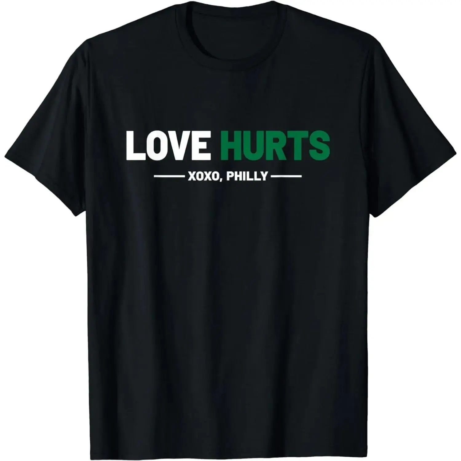 100% Cotton Philadelphia Sports Graphic T-Shirt - Thick, Oversized, Classic Vibe for Philly Fan Pride "Love Hurts" Enthusiasts, Shortsleeve, Round Neck, Print, Tshirt, Top