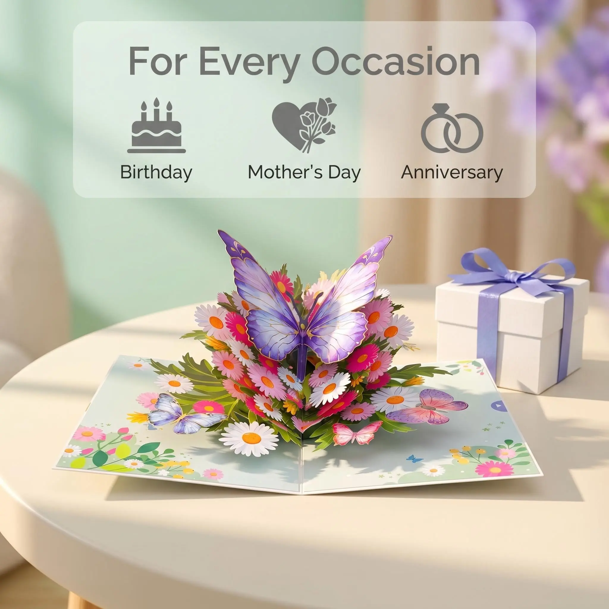 Creative Healing Style 3D Pop-Up Birthday Card, Butterfly Floral Design, Perfect Gift for Valentine's Day, Unique Celebration Card, Pop Up Cards