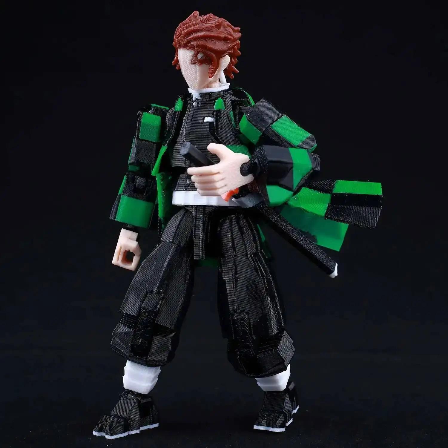 9L3D Printed Demon Slayer AKAZA Tanjiro Kamado Lucky Dummy 13 Movable Shapeshift Action Figures Mannequin Toys for Anime Fans