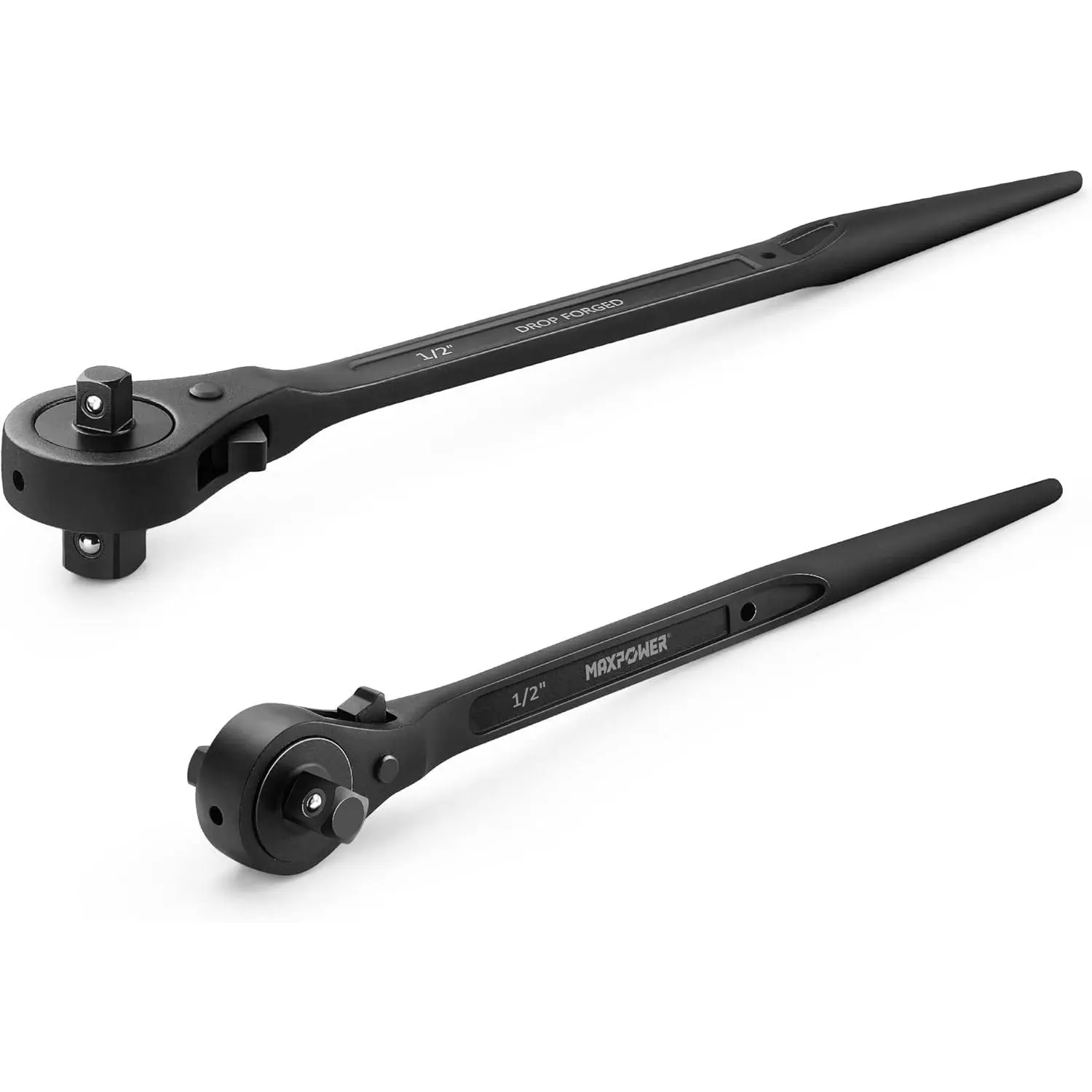 2PCS Dual Head Ratchet Wrenches - 16" Long 1/2"-3/4" Spud Ratchet, 12" 3/8"-1/2" Scaffold Wrench for Hand Tool & Hardware Maintenance, Ratchet Wrench, Inches