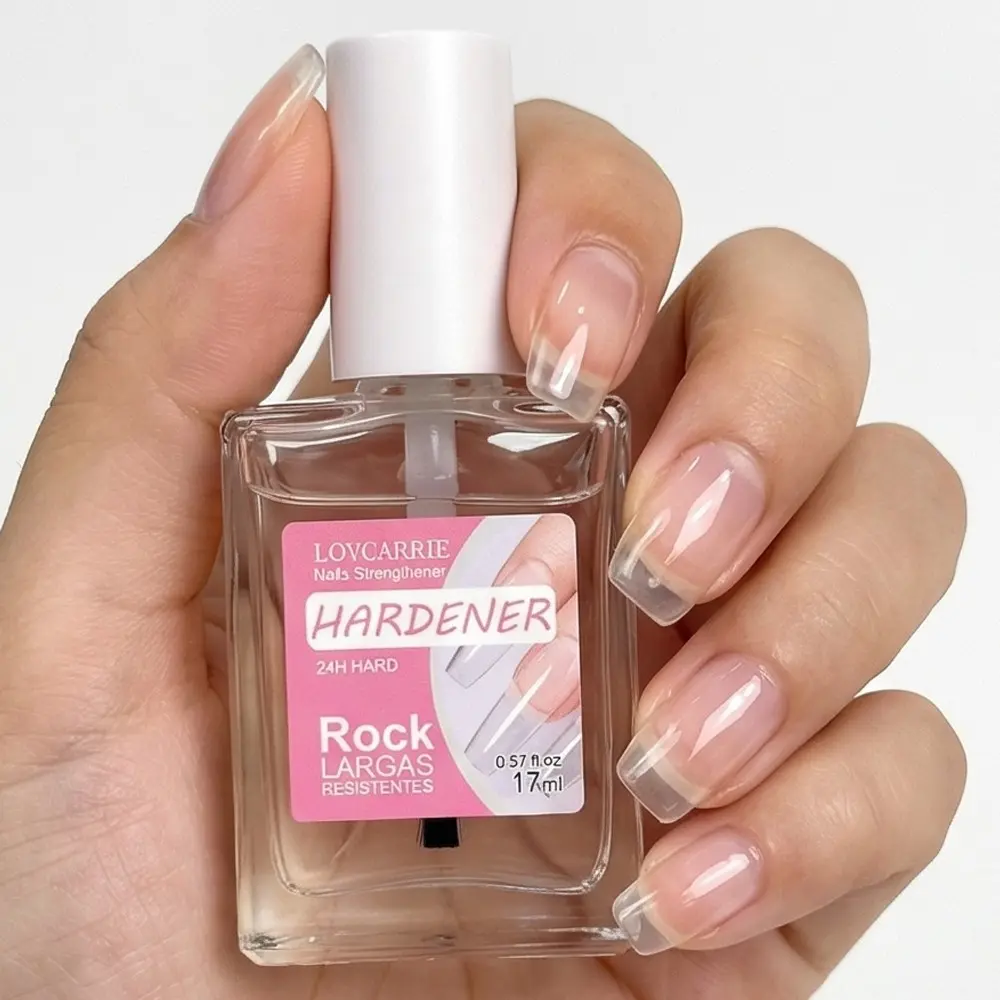 LOVCARRIE New Arrival Rock 24H Hard Clear Nail Hardener, 24 Hours Fast Reinforcing Base Coat, Transparent Liquid Treatment for Thin Soft Break-Prone Fragile Nails 17ml/0.57fl oz