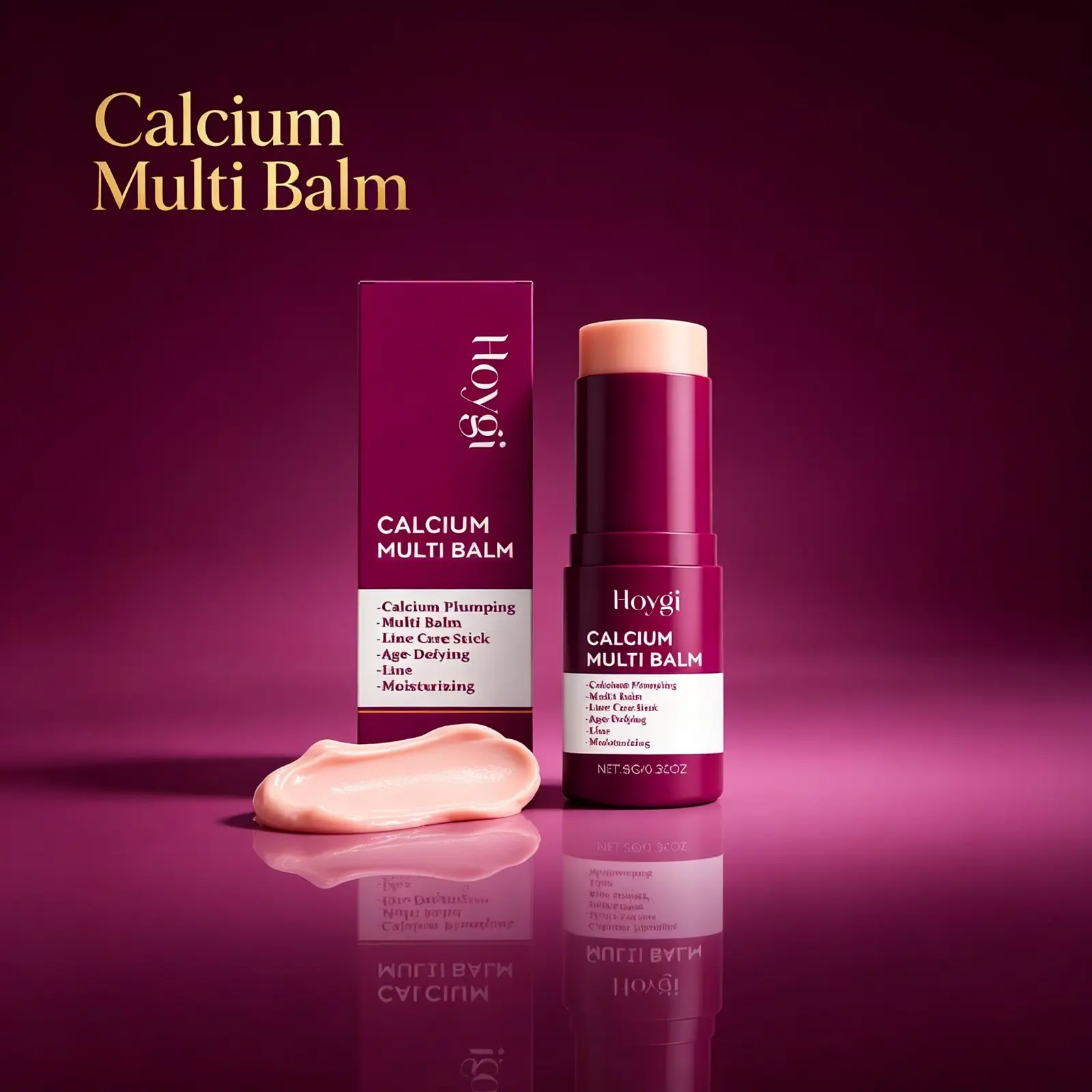 Hoygi Calcium Multi Balm, Hydrating Moisturizer Stick, Hyaluronic Acid for Dry Skin, Anti-Wrinkle Firming, Gentle Daily Skincare