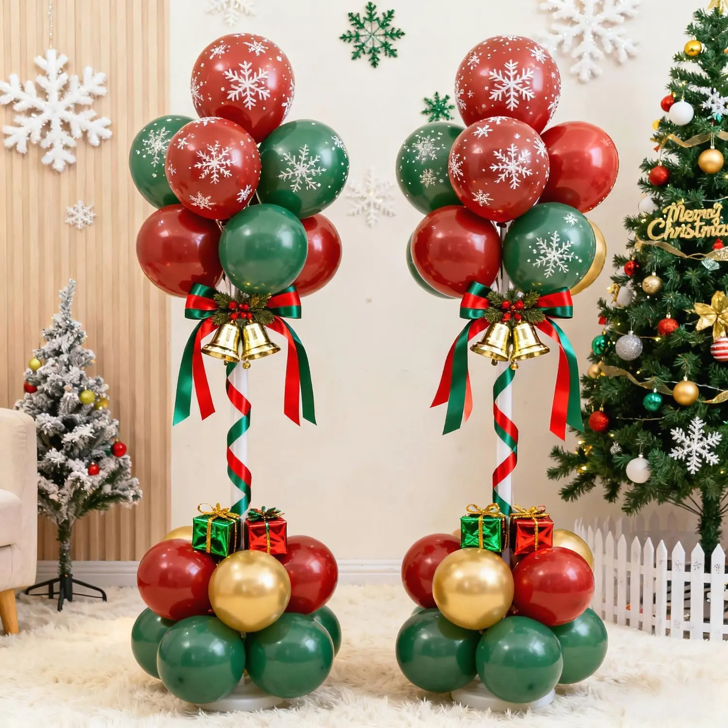 Metal Balloon Column Stand Set of 2, Reusable Telescopic Design, Height Adjustable from 1.57 to 8.2ft, Balloon Stander for Wedding Party Christmas Decorations Thanksgiving Shower Helloween Christmas(No Balloons Included)
