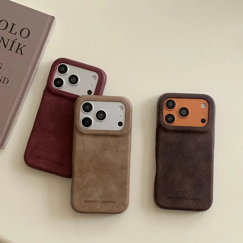 Premium Solid-Color Leather Letter Phone Case for iPhone Series, Multi-Model Shockproof Protective Cover for iPhone 17, 16, 15, 14 Pro Max (Autumn Winter Compatible), Fits Ios