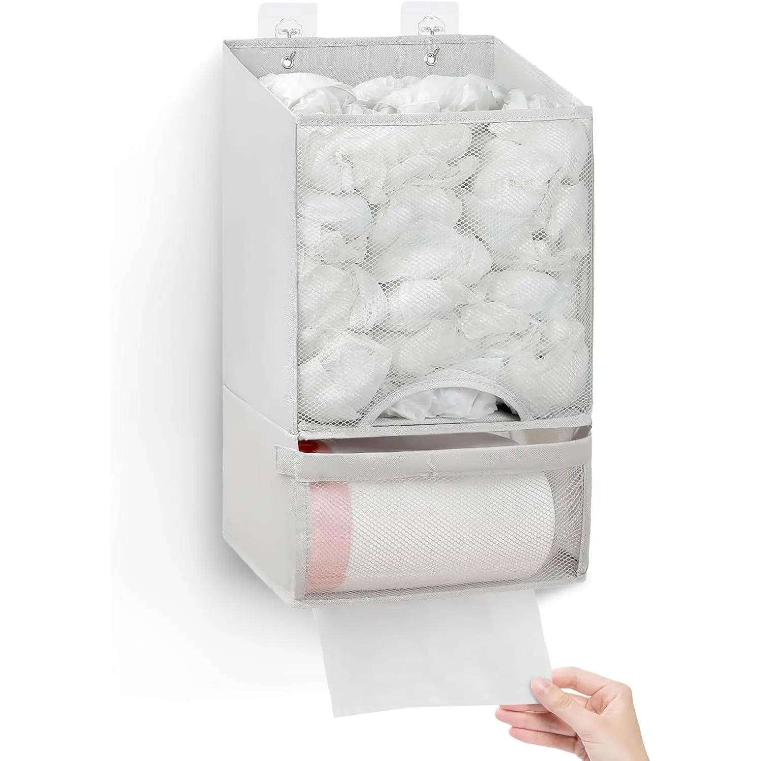 MeToMe Plastic Bag Holder - Extra-Large Wall-Mount Dispenser, Space-Saving Organizer for Kitchen, Bathroom & Laundry Home Waste Recycling Bins