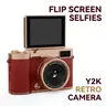 Flip Screen Retro Digital Camera for Teens, Cute Portable Pocket Camera with Filters, Y2K Vintage Style, Entry-Level Beginner with Memory Card, Compact & Perfect Gift, Student Camera
