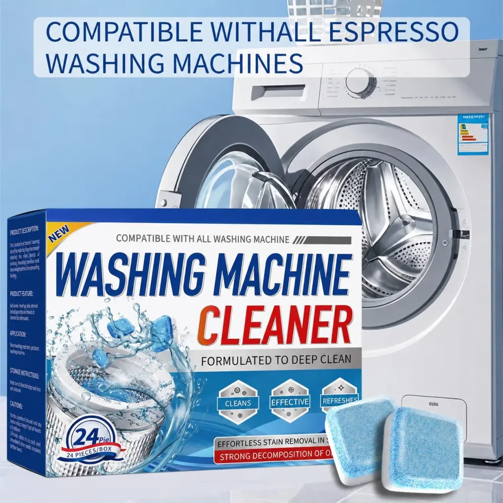 Washing machine Cleaning Tablets Household (24pcs) Machine Cleaner Tabs De-Scalers, Limescale & Odor Remover, Gentle on Stainless Steel, Suitable for Countertop & Commercial Washing machine