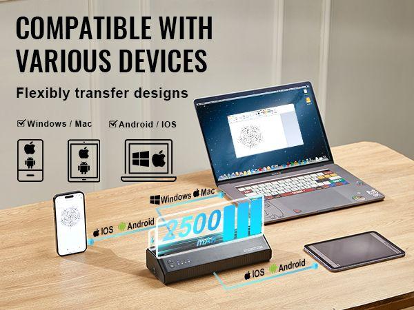Tattoo Stencil Printer, Wireless Bluetooth Tattoo Printer Transfer Stencil Machine with 10Pcs Transfer Paper, Compatible for iOS&Android Phone, iPad&PC (with Storage Bag)