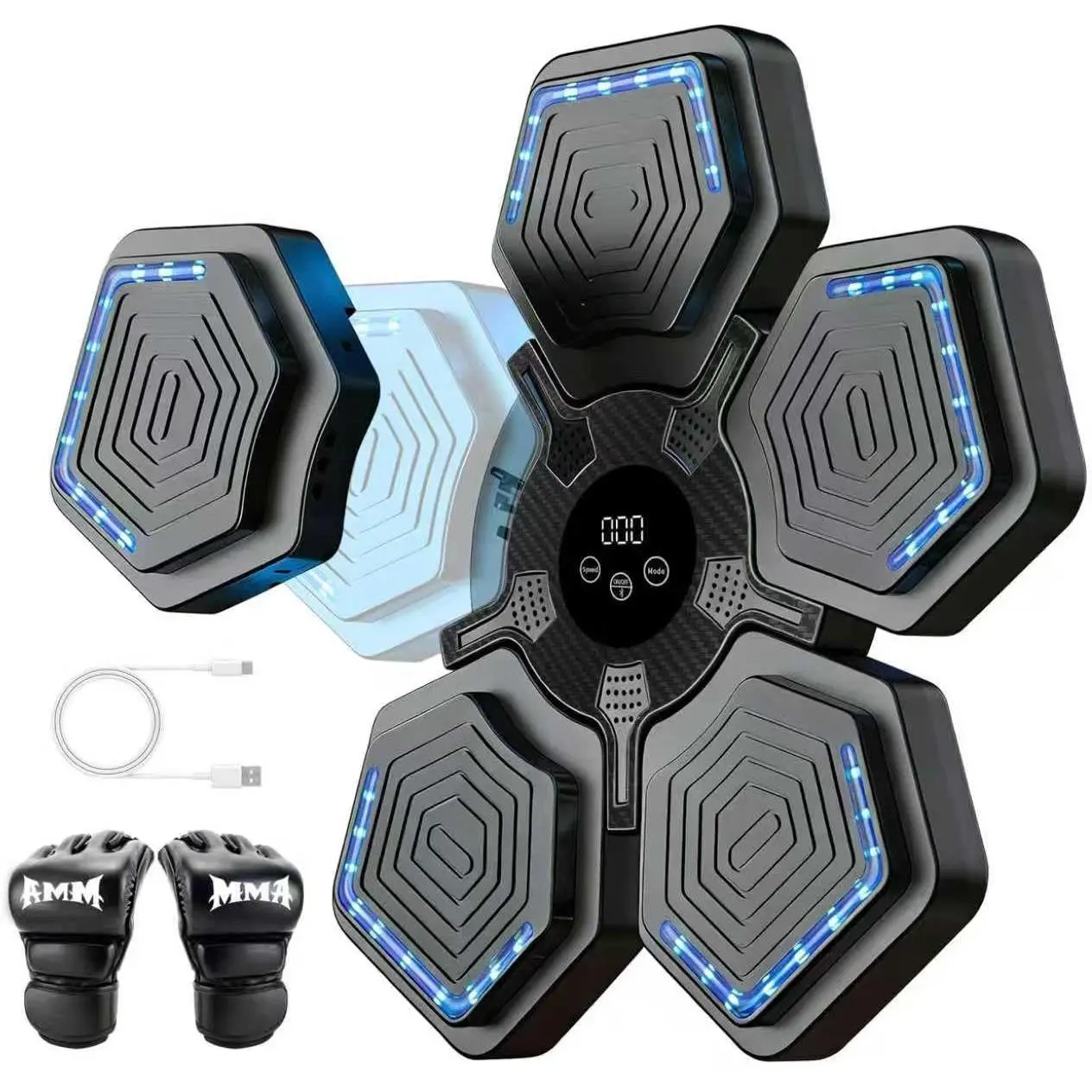 Smart Music Boxing Machine with 15 Speeds - Smart Punching Machine for Adults Kids Home Gym Workouts - Wall Mounted Electronic Boxing Target Tracker with 15 Modes PP TPE Material
