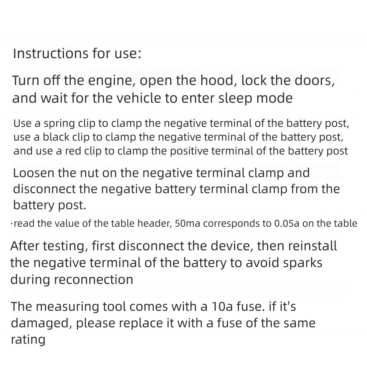 Professional Automotive Parasitic Current Leakage Detector, Car Battery Drain Testing Tool with Leakage Check Function, No Power Disconnection Required
