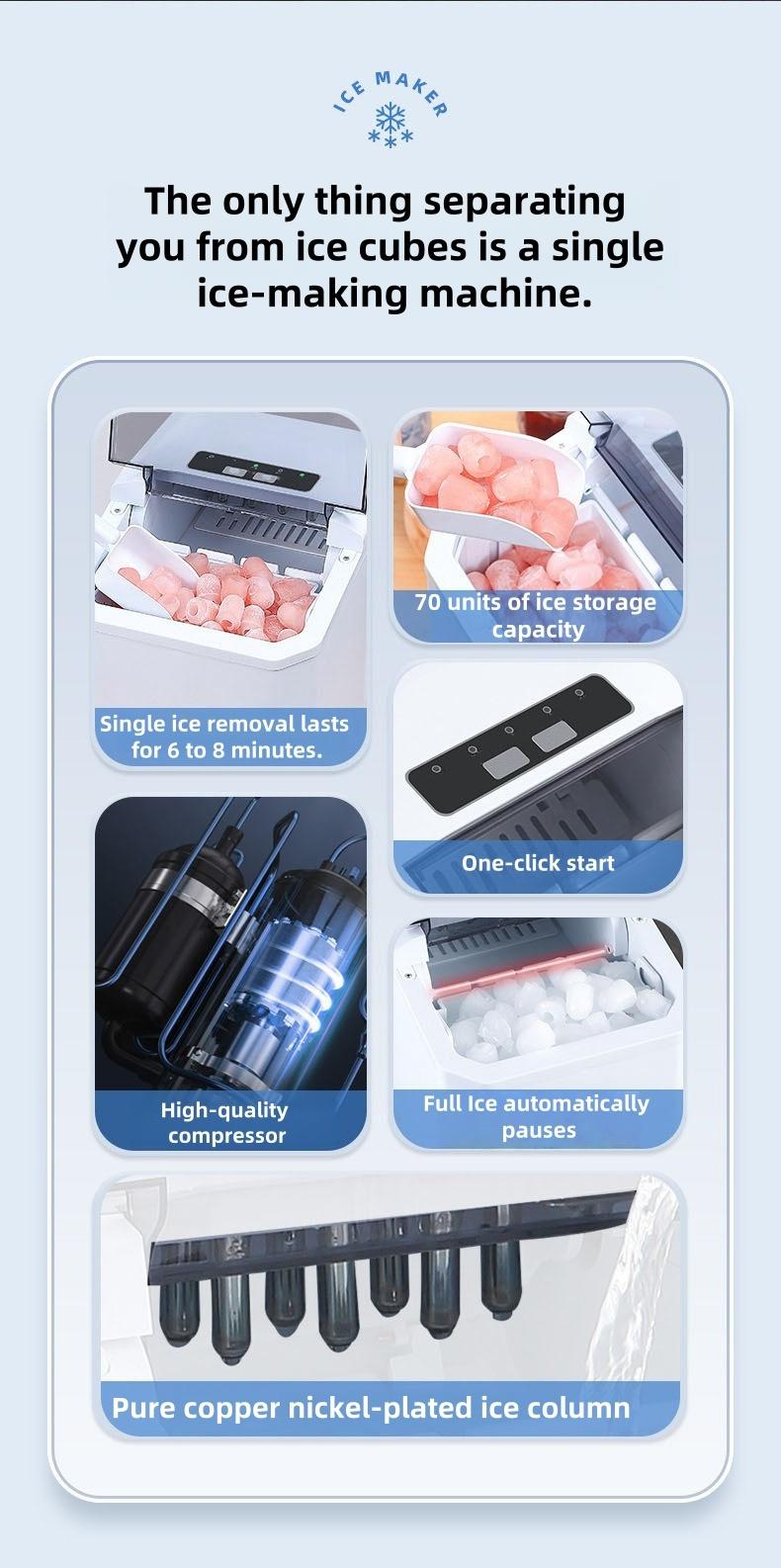 Mini Ice Maker Machine, Portable Compact Design for Home Bar Student Dormitory Apartment Use, Quick Ice Making Functionality