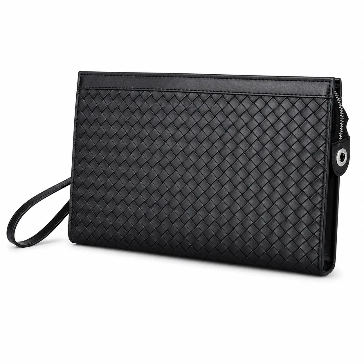 Men Business Clutch Bag Woven Texture Large Capacity Envelope Document Holder Wear Resistant PU Polyester Cotton Lining Fits 8 Inch Laptop Commuter Travel Everyday Essential Sleek Cozy Carry,back to school,back to school haul