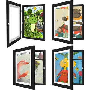 4 Pack  Artwork Frames Changeable 8.5 x 11 Inch  Art Projects  Art Frames Front Opening Picture Display Frame, Black