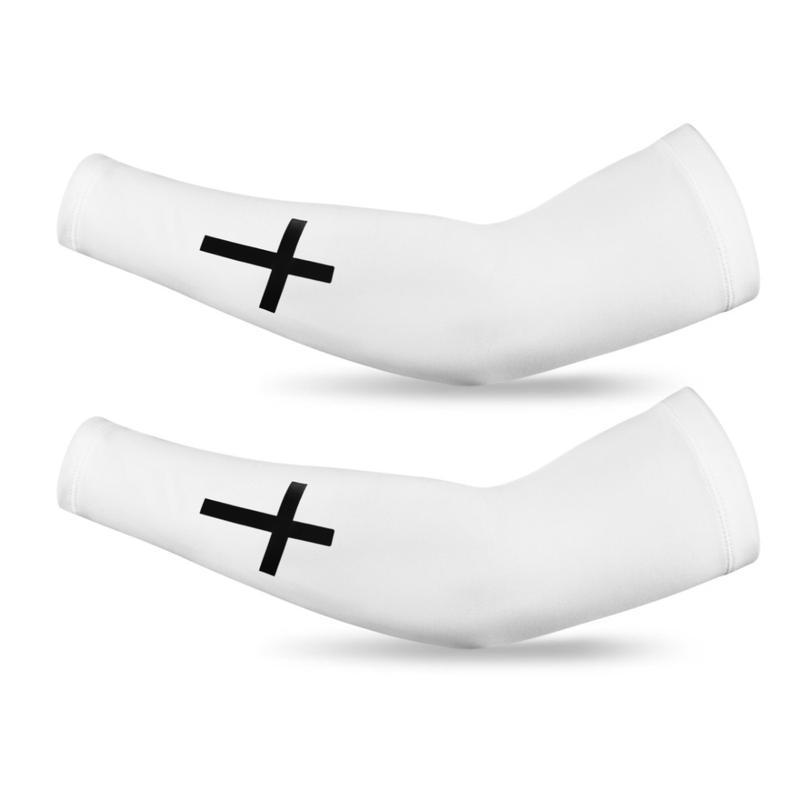 Sports Compression Arm Sleeves – Cross Pattern Faith-Inspired Design, Elastic Breathable Support for Men & Women, Athletic Sleeves for Football, Training, Gym Workouts & Outdoor Sports