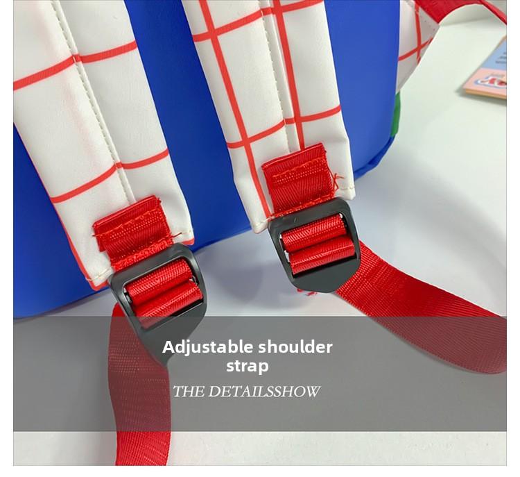 Kindergarten children's backpack, stylish baby color-blocking canvas backpack, lightweight backpack for boys and girls aged 3-6 years old