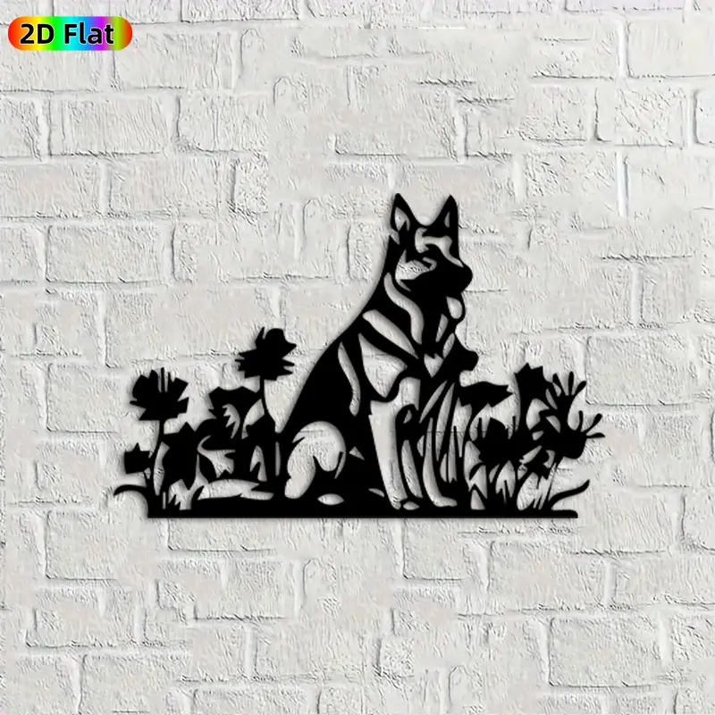 1pc German Shepherd Metal Wall Art German Shepherd Statue Mural, Ideal Gift for New Year, Easter, Weather-Resistant Metal Wall Decor Wall Sculptures, Perfect for Garden Wall & Backyard Fence Dog Enthusiasts