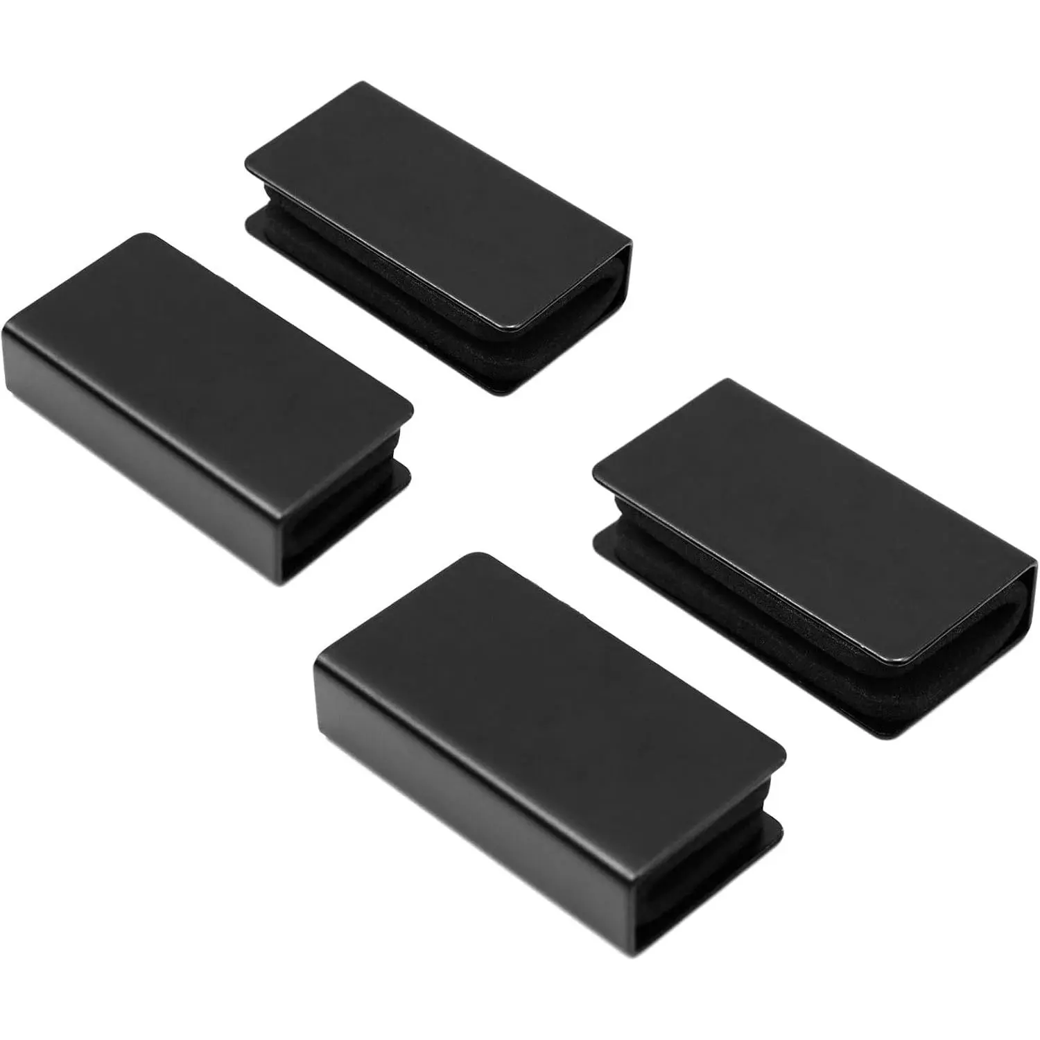 Glass Clip Black Srike Plae Magneic Recangular Glass Clamp 1.6"x0.4"x0.8" Pack of 4 for Cabine, Door, Wardrobe