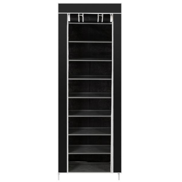 [Bellemave]Room-saving 10-Layers 9 Lattices Non-woven Fabric Shoe Rack Black
