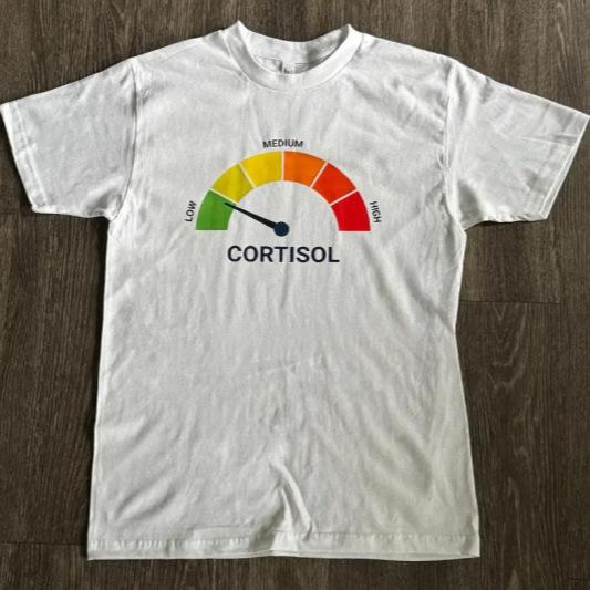 Cortisol Level Dashboard Fun Stress T-Shirt, Medical School Graduation Gift, Science Humor Short Sleeve, Unisex Medical Worker Casual Top