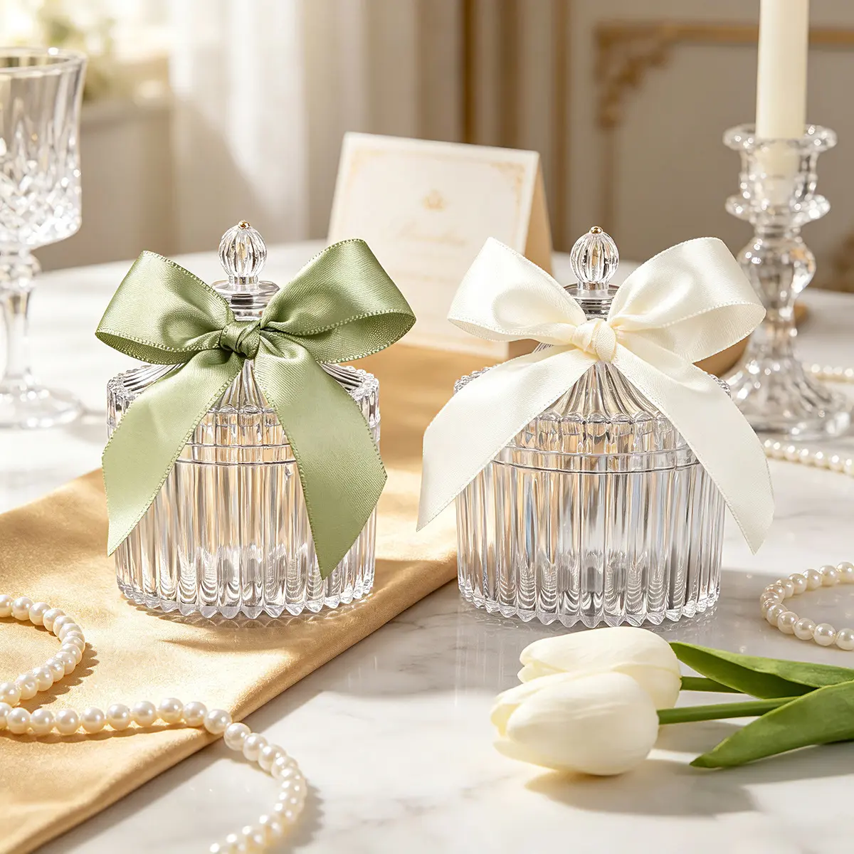 12pcs Three-dimensional relief transparent packaging box with bow candy box with vertical crystal texture candy box