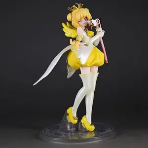 Cardcaptor Sakura Kinomoto Figure 21cm Crown Angel Yellow Dress Star Wand Clear Magic Circle Base Statue