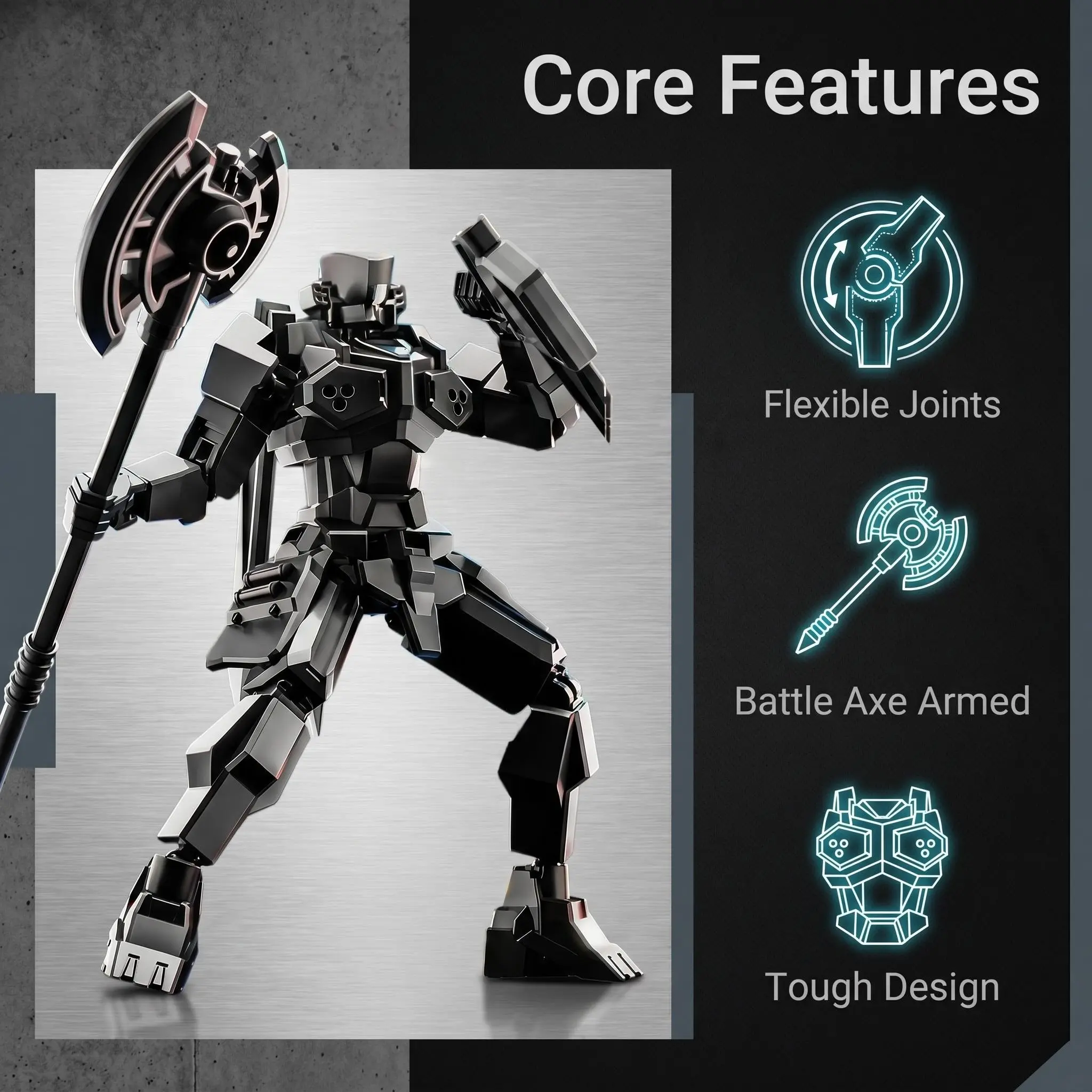 DIY Assembly Robot Figurine, Unisex Multi-Joint Armor Doll, and Options, Includes Axe and Shield Accessories, Desktop Collection Toy