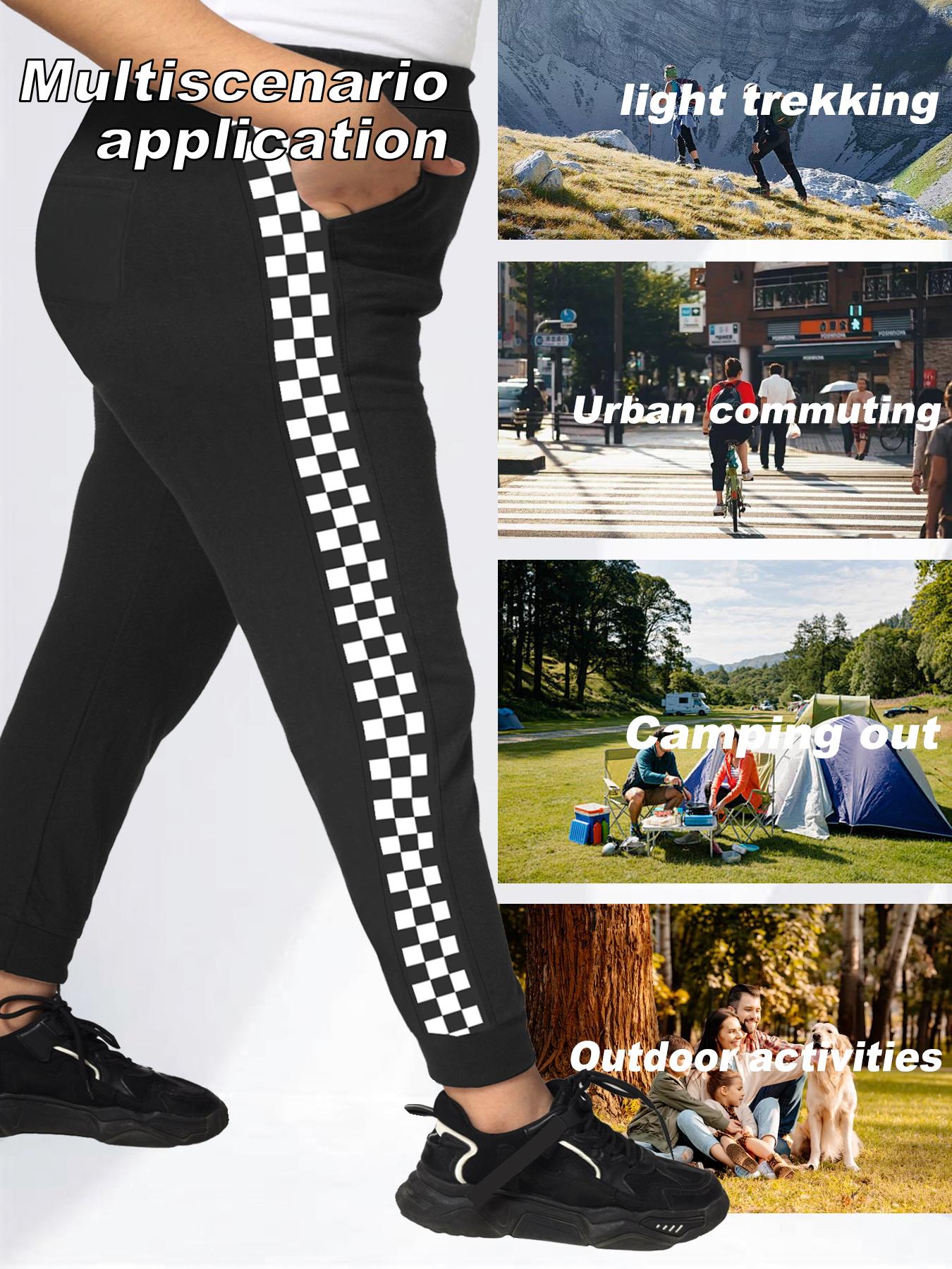 Plus Size Women's Casual Pants, and Checkered Joggers, Comfortable High Waisted Pants for Everyday Wear, Fashionable Plus Size Clothing
