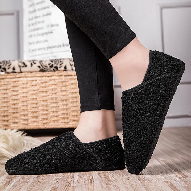 Winter Cotton Shoes for Women House Slippers Cozy Sock Shoes with Soft Rubber Sole Slip On for Indoor Outdoor