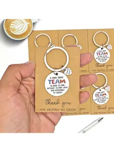 10 pieces of metal motivational keychains, keychains for team work paired with motivational business cards, suitable as company gifts for expressing gratitude to employees