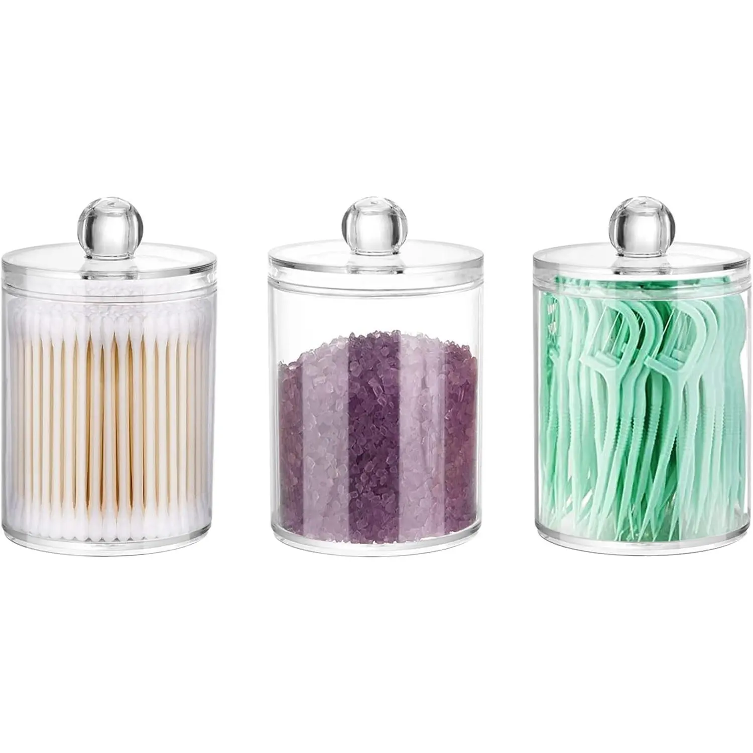 DAPOWER 3 Pack Qtip Holder Storage Canister for Cotton Balls, Cotton Swabs