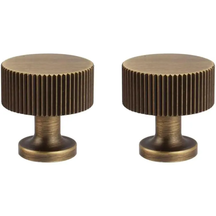 Antique Brass Solid Brass Cabinet Knobs Pulls Cabinet Drawer Dresser  Knobs Traditional Handles(1"x1"/25mmx25mm), 2 Pack