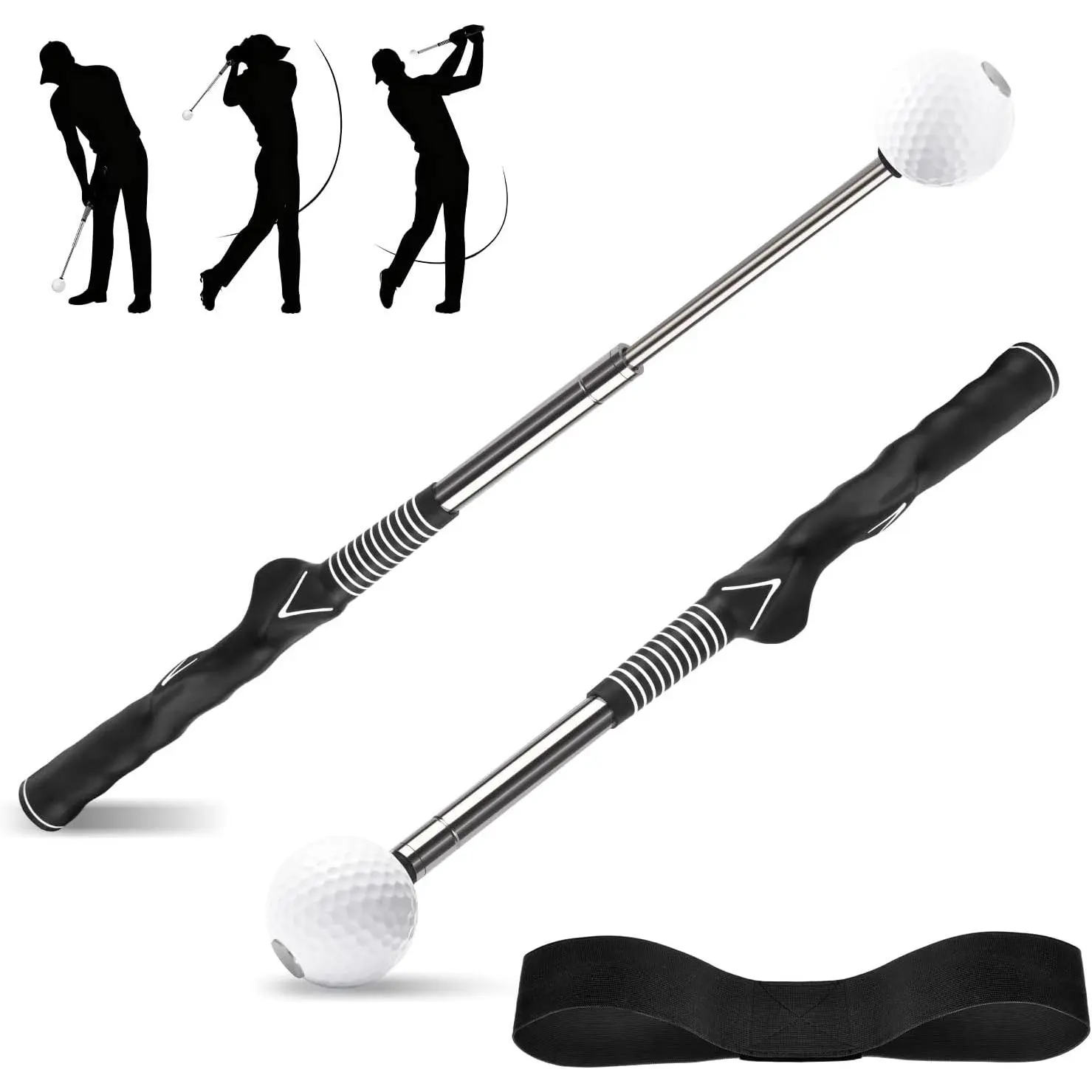 Retractable Golf Grip Trainer & Posture Correction Arm Band | Golf Swing Trainer with Click Sound for Right-Handed, Indoor & Outdoor  Aid for Beginners to Pros