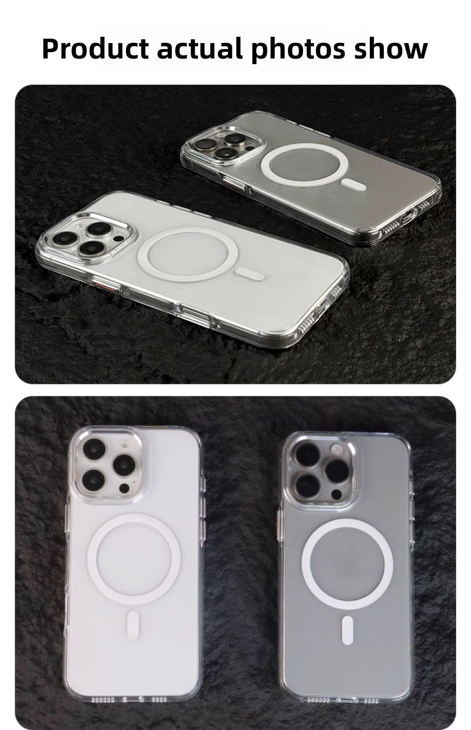 Clear Acrylic Magsafe Magnetic Mobile Phone Case for iPhone 17/16/16E/15/14 Plus/13/12/11 Pro Max/X/XS/XSMax, Anti-fall, Thin and Transparent, Airbag Anti-fall Full-cover Hard Protective Phone Cases, Compatible with iPhone 17 Pro Max