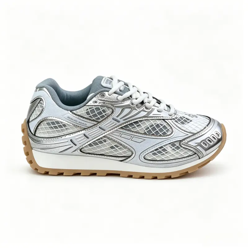 2026 latest model thick-soled dad shoes, casual sports shoes, comfortable silver color