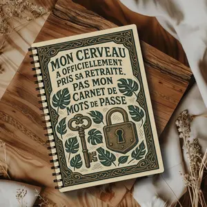 Internet Password Logbook | Simple password keeper for adults and seniors, stores usernames, emails, and WiFi passwords, durable spiral binding design, compact portable notebook, great for home office, planner pages, paper material
