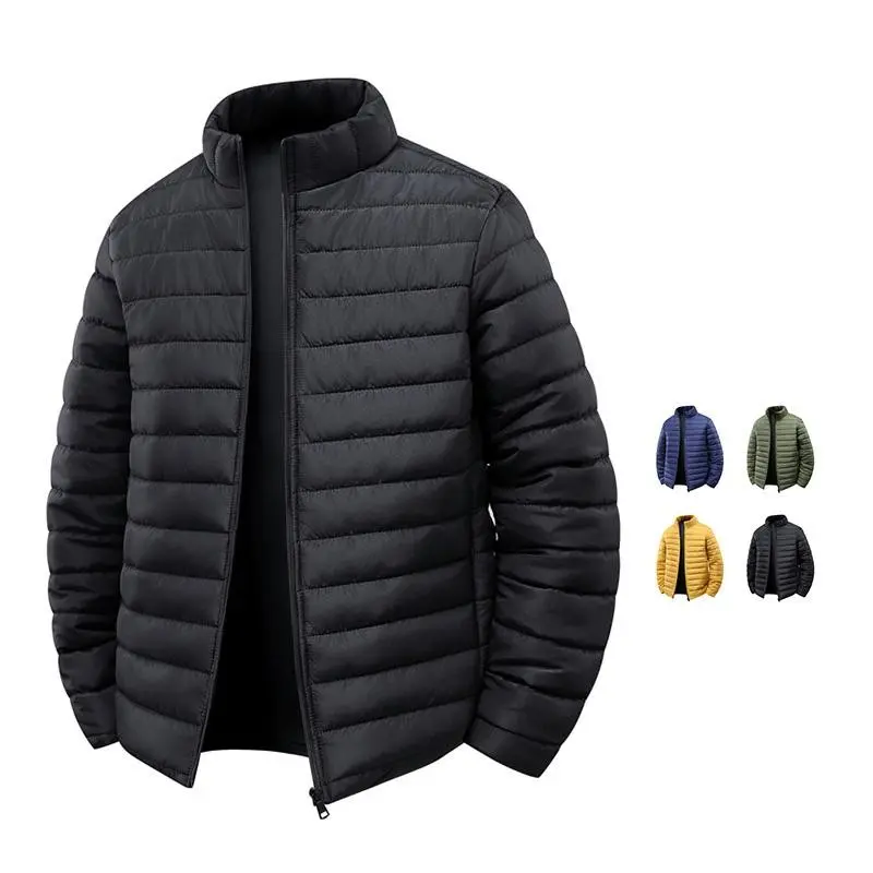 Men's Autumn And Winter Outdoor Casual Warm Cotton Jacket Fashionable Versatile Top Men's Windproof Stand Collar Coat Menswear Beige Long Sleeve Plain jackets heated jacket Men's Windproof Down Hooded Jacket