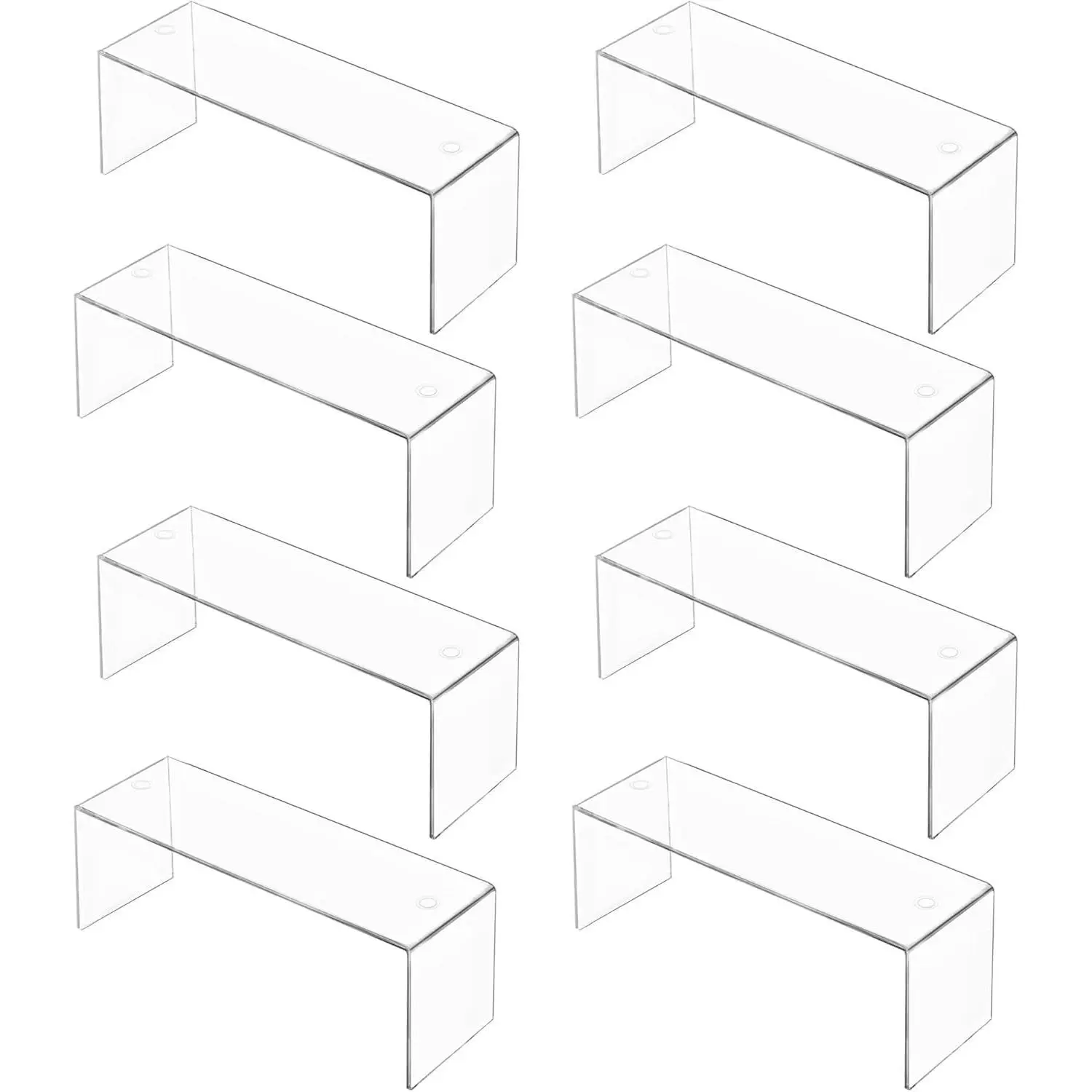 8 Packs Cabinet Organizer Shelf, Acrylic kitchen Cabinet Shelves, Shelf Riser for Dishes, Spices, Soda Cans and Bottles（12.4 x 4 x 4.6 inch）